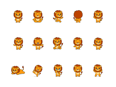 Cute Lion Character Collection - Cartoon style. Flat Vector Cart blockchain character coin illustration lion meme