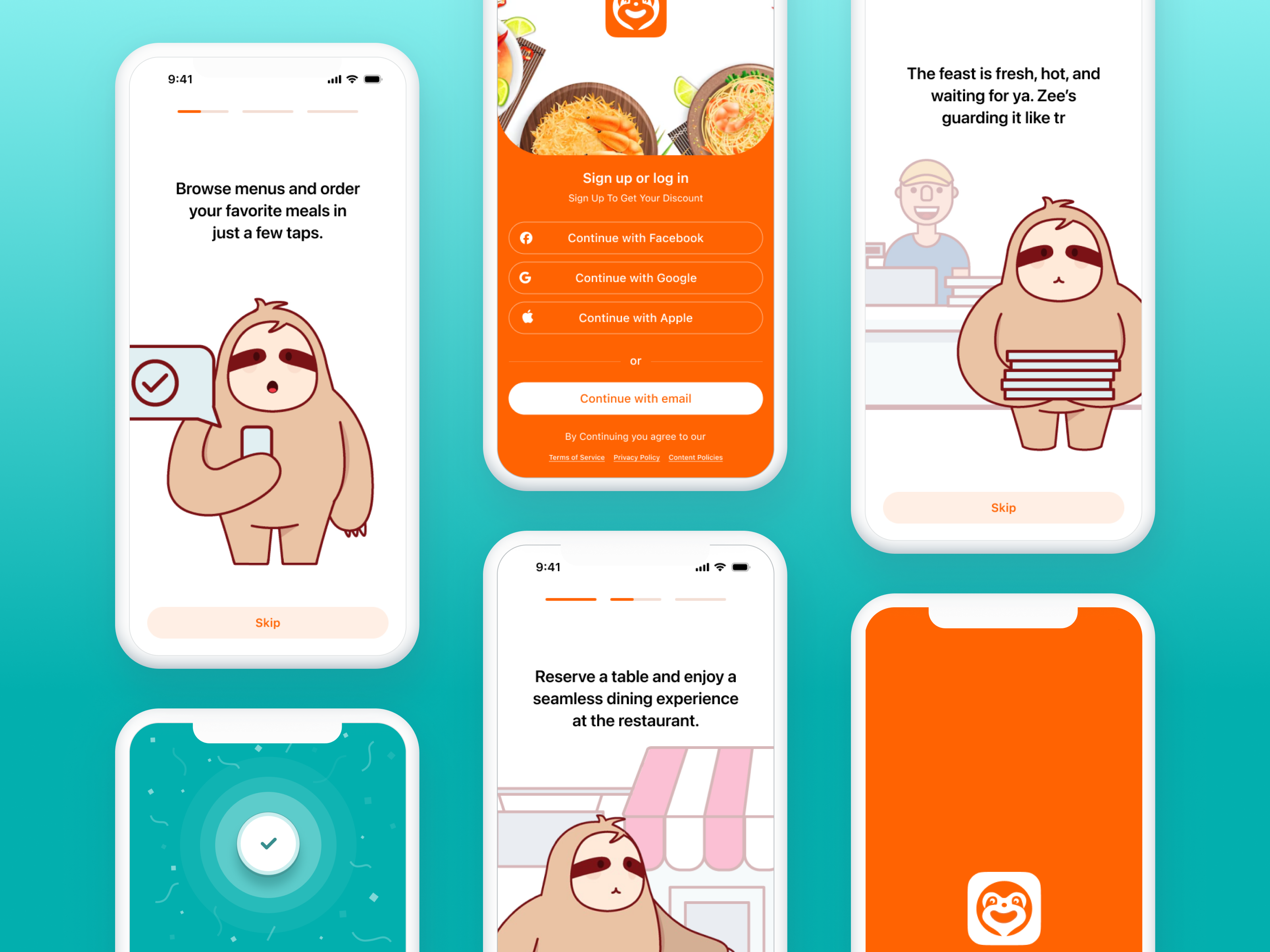 Onboarding - zlurp fast food app food app interface design mobile design onboaridng product product design stepper