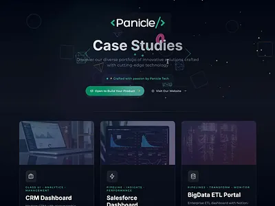 Panicle Tech — From Design to Code, We Build Products End-to-End 3d animation code css framer fullstack gallery html landing page motion graphics panicle portfolio react sales tailwind tech threejs ui website