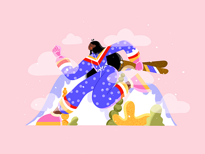 Running 🏃‍♀️ 2d adobe art character character design clothes art clouds commercial design drawing graphic design hills illustration illustrator mountains nature pink procreate run runner