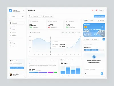 Wealth.io - Finance Dashboard blue clean dashboard finance graphic chart home modern ui ui dashboard ui ux ux