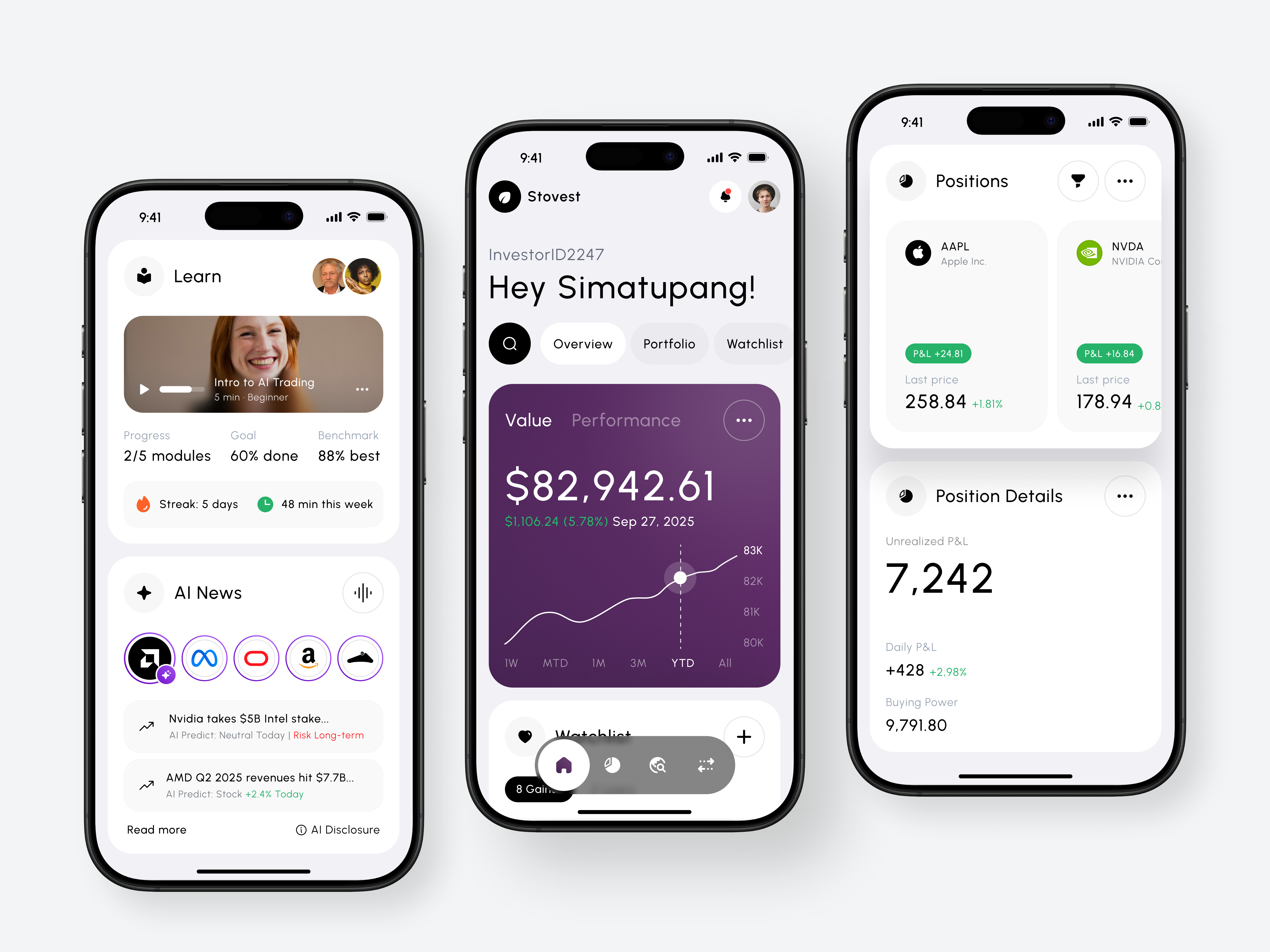 Stovest - Modern Mobile Investment Dashboard clean crypto dashboard design elegant finance fintech invest investing investment investor minimalist mobileapp modern professional stock ui uidesign ux uxdesign