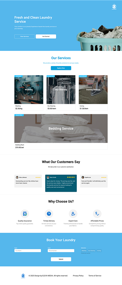 DESIGN LANDING PAGE - LAUNDRY BUSSINES example landing page landingpage ui user interface websitelaundry