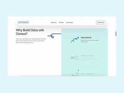 Conexa - ERP Services Website Scroll Interaction backswitch branding design erp framer graphic design illustration interaction light logo minimalist mode realproject saas scroll teal ui ux website