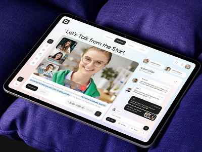 Online Learning App – Live Video & Chat UI classroom app design distance education edtech ui interactive learning language app learning app mobile learning online lessons product design speaking app study interface study platform tablet design teacher student app video chat app