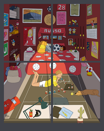 Football Crazy Girl adobe adobe fresco adobeillustrator art artist dribbble dribbblers editorial football football dreams football girls illustration illustrator photoshop