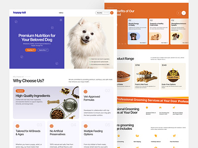 Pet care website design care landing page modern nutrition pet premium ui web design website wellness