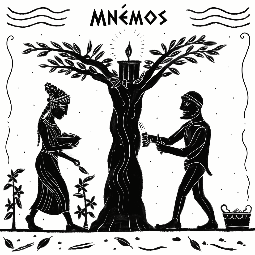 "Mnémos" (visual for a scented candle brand called "Kerapoia") ad ancient animation antiq art branding character color pencil design draw dream gif greek illustration logo motion scented candle water ink