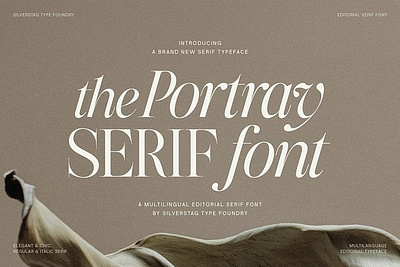The Portray - Elegant Serif Typeface beautiful font elegant font font design invitations ligatures logo design modern serif opentype features packaging design serif font sophisticated font stationery timeless font true italics typography web design