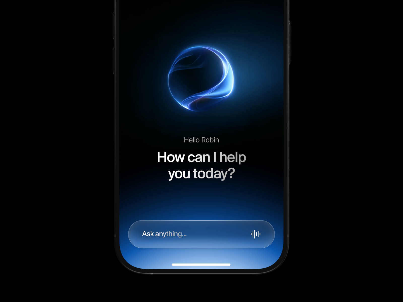 Example of AI assistant motion mobile visual