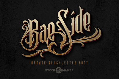 BaeSide Ornate Blackletter Font baeside ornate blackletter font blackletter blackletter font branding display font font gothic font graphic design logo motion graphics ornate tattoo font vintage font