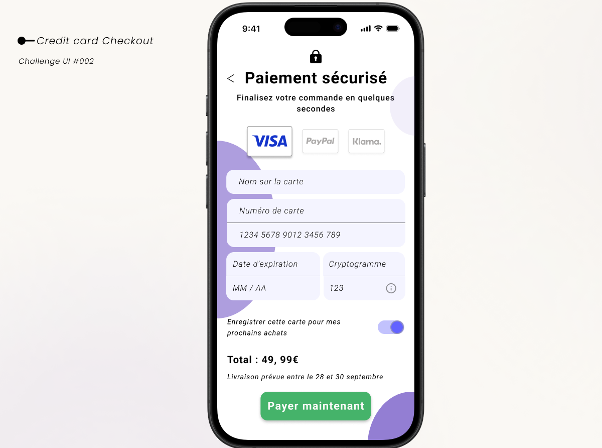 Daily UI Challenge 002 - Credit card checkout 002 challenge ui credit card checkout dailyui design graphic design illustration ui
