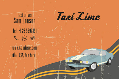 Business card (taxi) business card graphic design illustration retro taxi typography vector