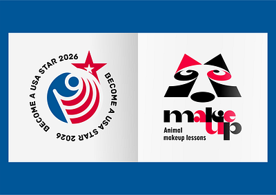 1) Become a USA Star 2026 2) Animal makeup lessoms design icon illustration logo typography логотип типография