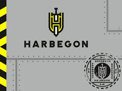 HARBEGON clothing h harbegon letter neoheraldry shield sword tailor wear workwear