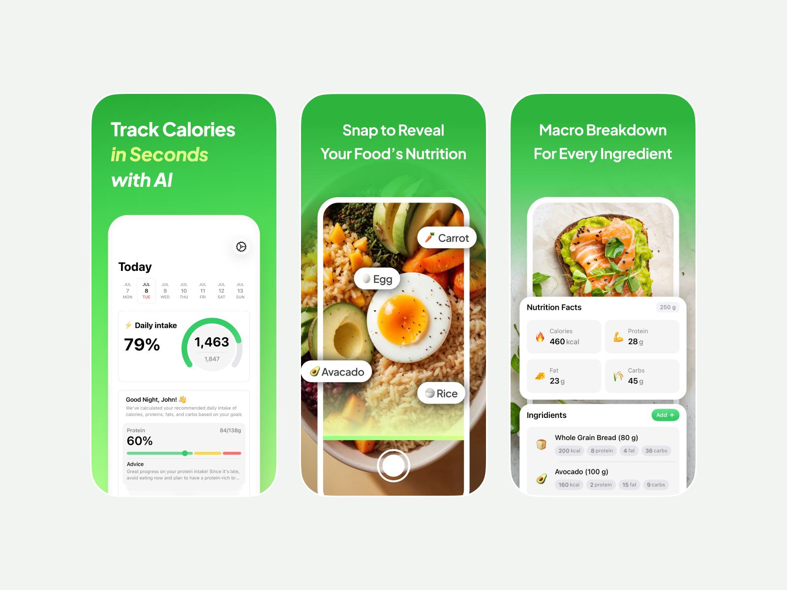 Example of Calorie Tacker App Screenshots