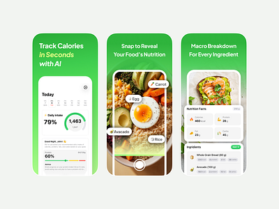 Calorie Tacker App Screenshots app store aso branding calorie tracker design diet figma fitness food graphic design health illustration ios iphone logo modern screenshots ui