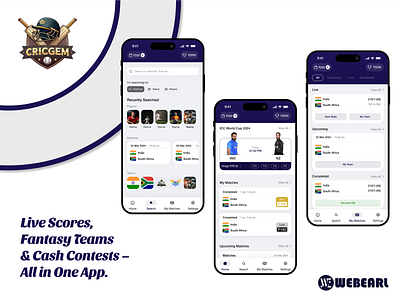 CricGem – Fantasy Cricket & Sports App appdesign dashboarddesign fantacy gaming app fantasycricket flutter app gamedesign gaming app interactivedesign mobileappdesign mobilegame sportsapp uiux