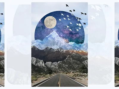 Digital collage in Photoshop collage digitalart illustration landscape moon mountains photoshop road