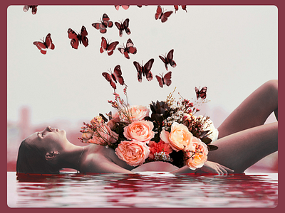 A surreal-style photo collage butterflies collage digitalart female flowers photoshop surrealism