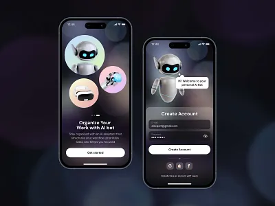 Login Screen | Onboarding Screen | Task Management | AI App UI ai design ai interface ai startup app design app design concept app interface application design digital productivity efficiency tools loginscreen mobile mobile app design mobile application design mobile design mobile interface onboarding product design task management app ui ux workflow optimization