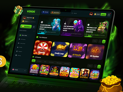 Verde - Online Casino betting betting design casino casino dashboard casino games casino ui crypto game earnbet gambling online game dashboard game interface game online gaming gaming online mini game rewards slot game slots ui ux casino web3
