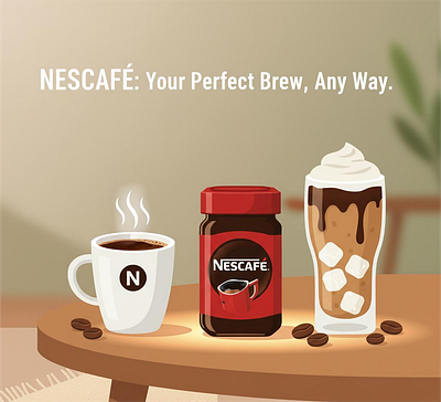 NESCAFE advertising art work behance branding coffee cold coffee cup digital art dribbble graphic design hot coffee illustration nescafe nescafe coffee social media social media post