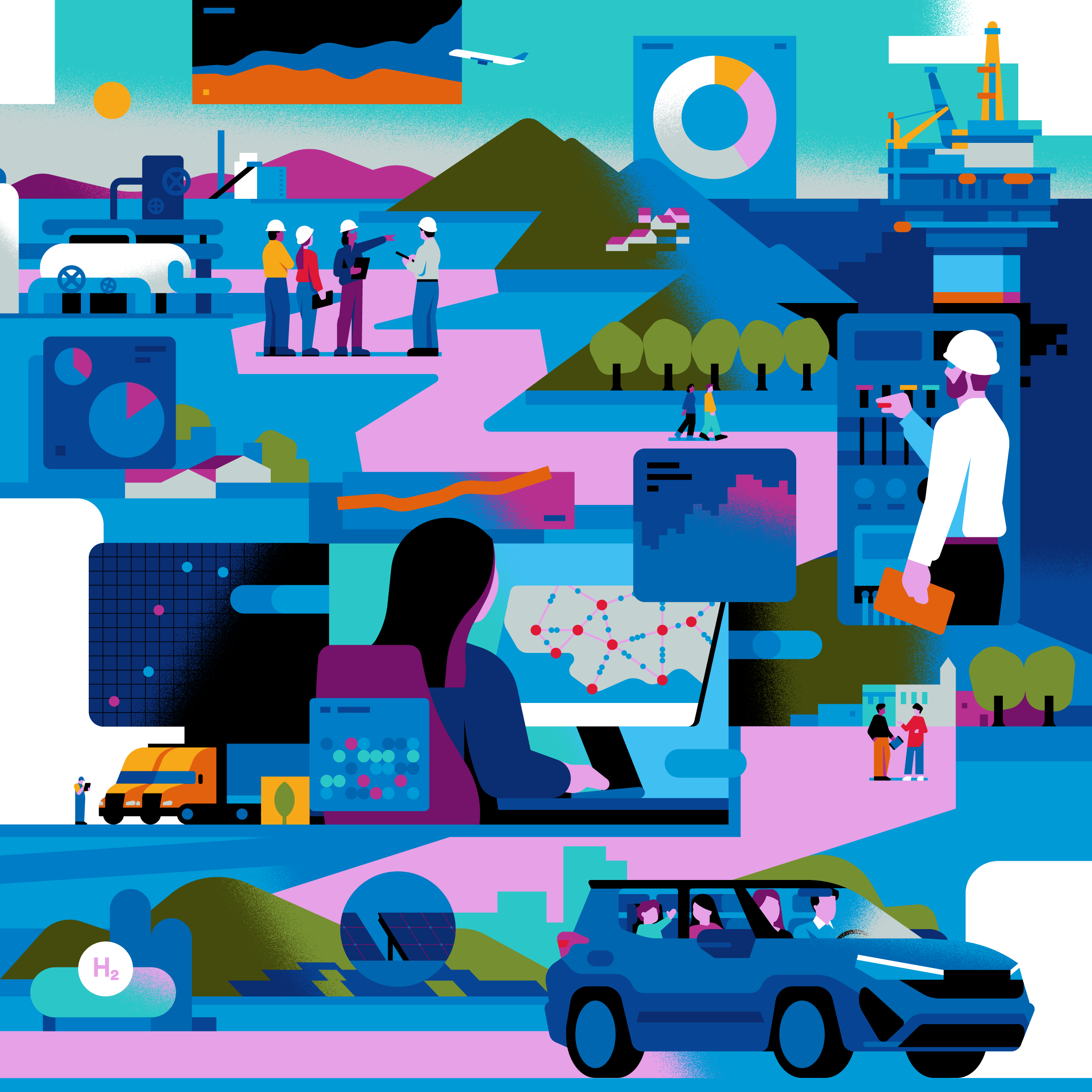 Chevron energy geometric illustration pattern portrait tech vector