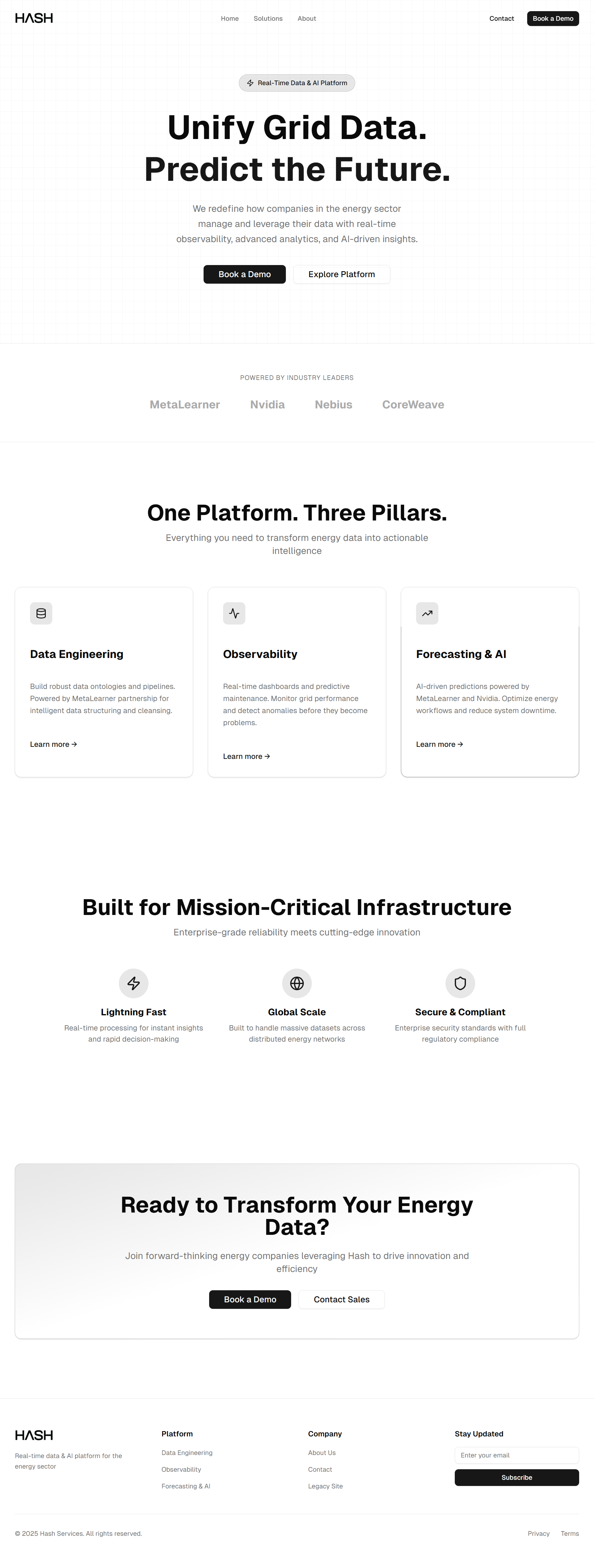 AI-Powered Energy Infrastructure Platform - LightTheme Website ai powered design figma industry ui ux web design website website design