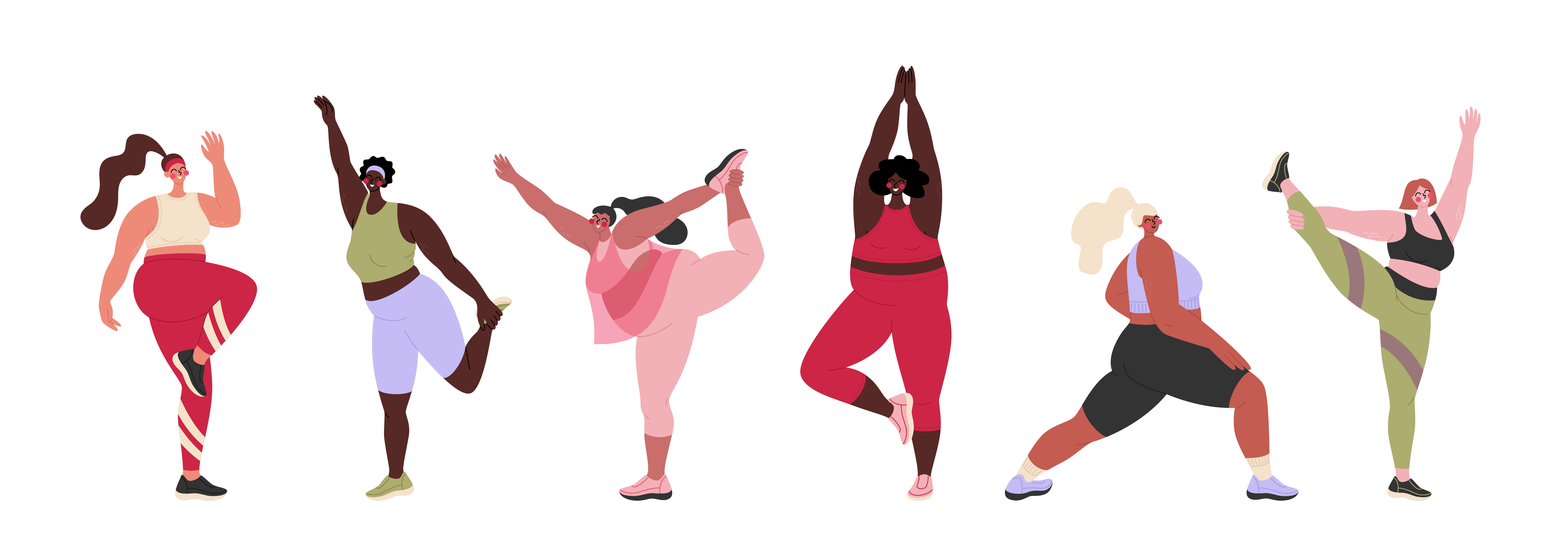 Body positive and active lifestyle active lifestyle aerobics body positive character curvy diversity female fitness flat full length pose girl happy woman illustration physical activity plus size self acceptance self confidence sport vector woman