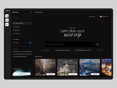 Travel Booking App UI destination search