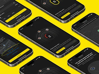 Mobile Safety App. SOS Alert alert clean countdown dark mode dark theme emergency service field help inspiration interaction interface location map mobile protection safety sos ui ux yellow