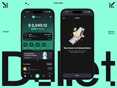 AI Mobile app design application crypto ✦ Dollet Wallet adaptation ai animation app application design interaction mobile design motion graphics service startup ui ux