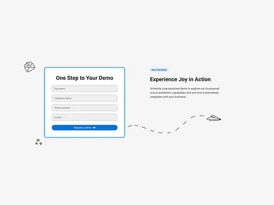 Quick form ai b2b business button call center cta demo form illustrations inputs landing page register request saas section ui ux web website