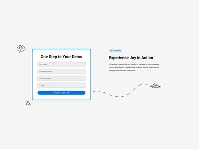 Quick form ai b2b business button call center cta demo form illustrations inputs landing page register request saas section ui ux web website