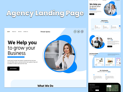 Agency Landing Page Design Shot agency landing page branding design graphic design illustration logo social media post typography ui uiux ux vector
