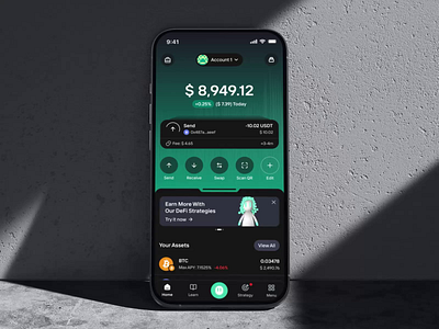 AI Mobile app design application crypto homeflow ✦ Dollet Wallet adaptation ai animation app application design interaction mobile design motion graphics service startup ui ux