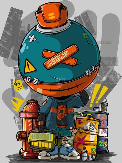 The Plester anime apparel art character comic cyberpunk design doodle dystopian illustration merchandise vector