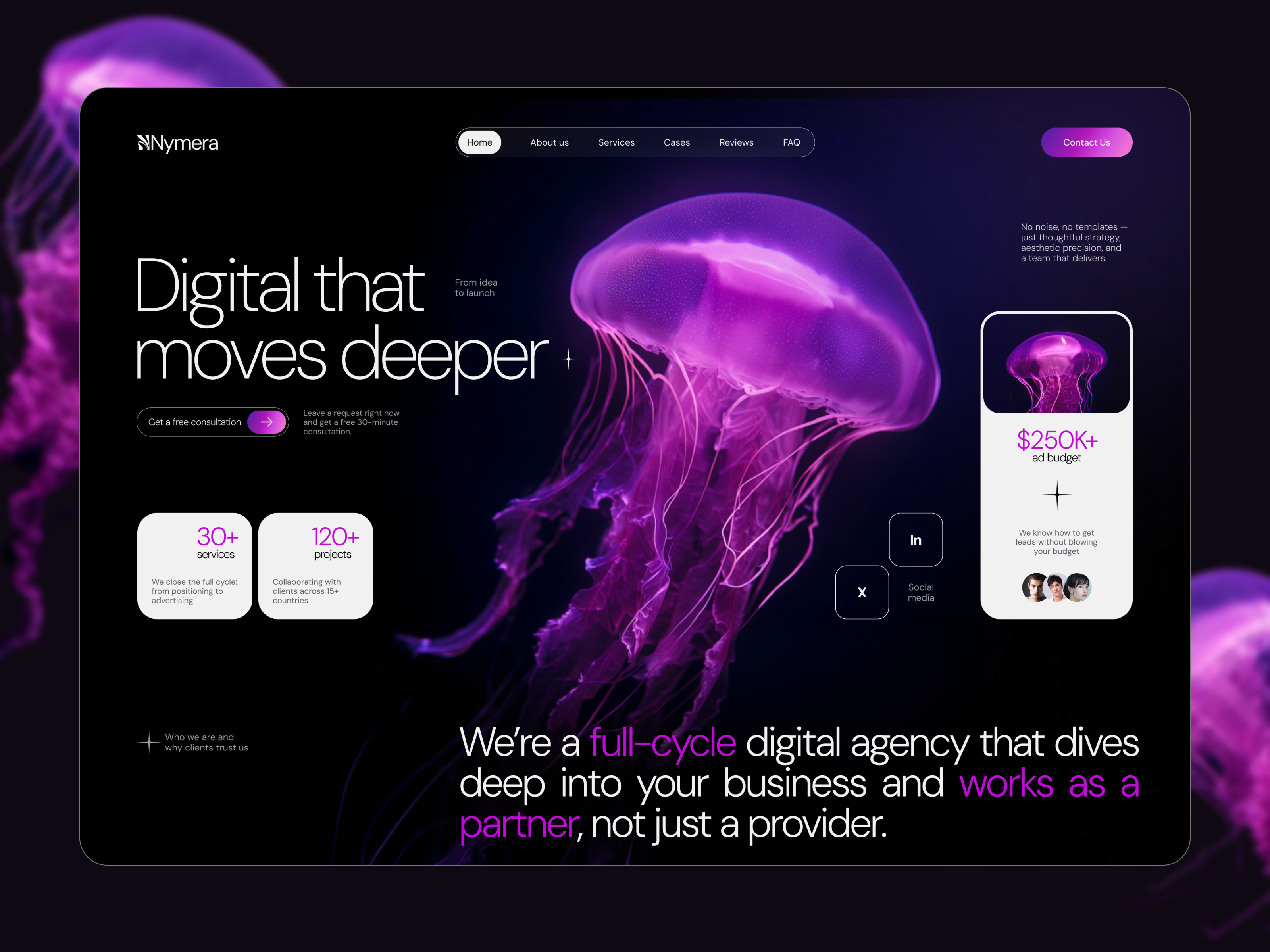 Example of Nymera — Digital Agency Website