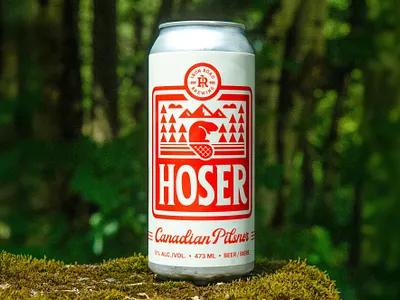 Hoser Canadian Pilsner beaver beer brewery canada canadian craft beer hoser illustration label mountain packaging thick lines trees