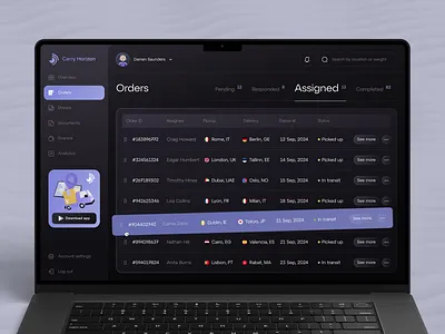 Logistics Fleet Management Web Dashboard dashboard dashboard ui data visualization enterprise software logistics modern dashboard ui design web app web application design web design
