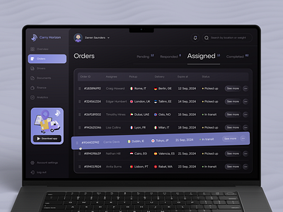 Logistics Fleet Management Web Dashboard dashboard dashboard ui data visualization enterprise software logistics modern dashboard ui design web app web application design web design