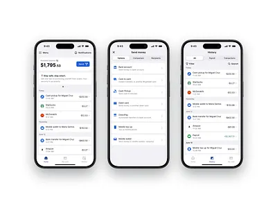 Payroll + banking app app bank clean design finance fintech interface ios iphone minimalist modern money native payment payroll product transfer ui