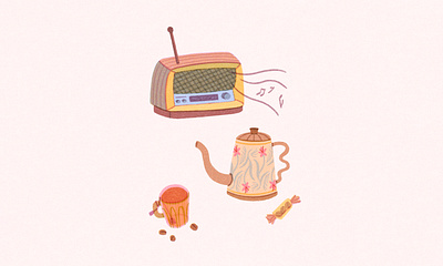 This and That Archive 04 art artwork cafe candy coffee coffeebeans cup design dessert food glass illust illustration ipad kettle pattern photoshop radio tweetyheather vintage
