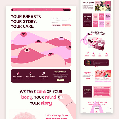 Bloom — Midwives Against Breast Cancer awareness boobs breasts cancer care graphic design october rose ui uidesign webdesign website