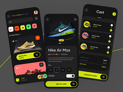 Shoes App Design motion graphics product design shoes app sneakers app ui design uiux desgin ux design