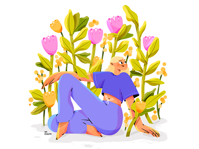 IN FLOWERS art illustration design artists character creative flowers girl graphics illustration pink