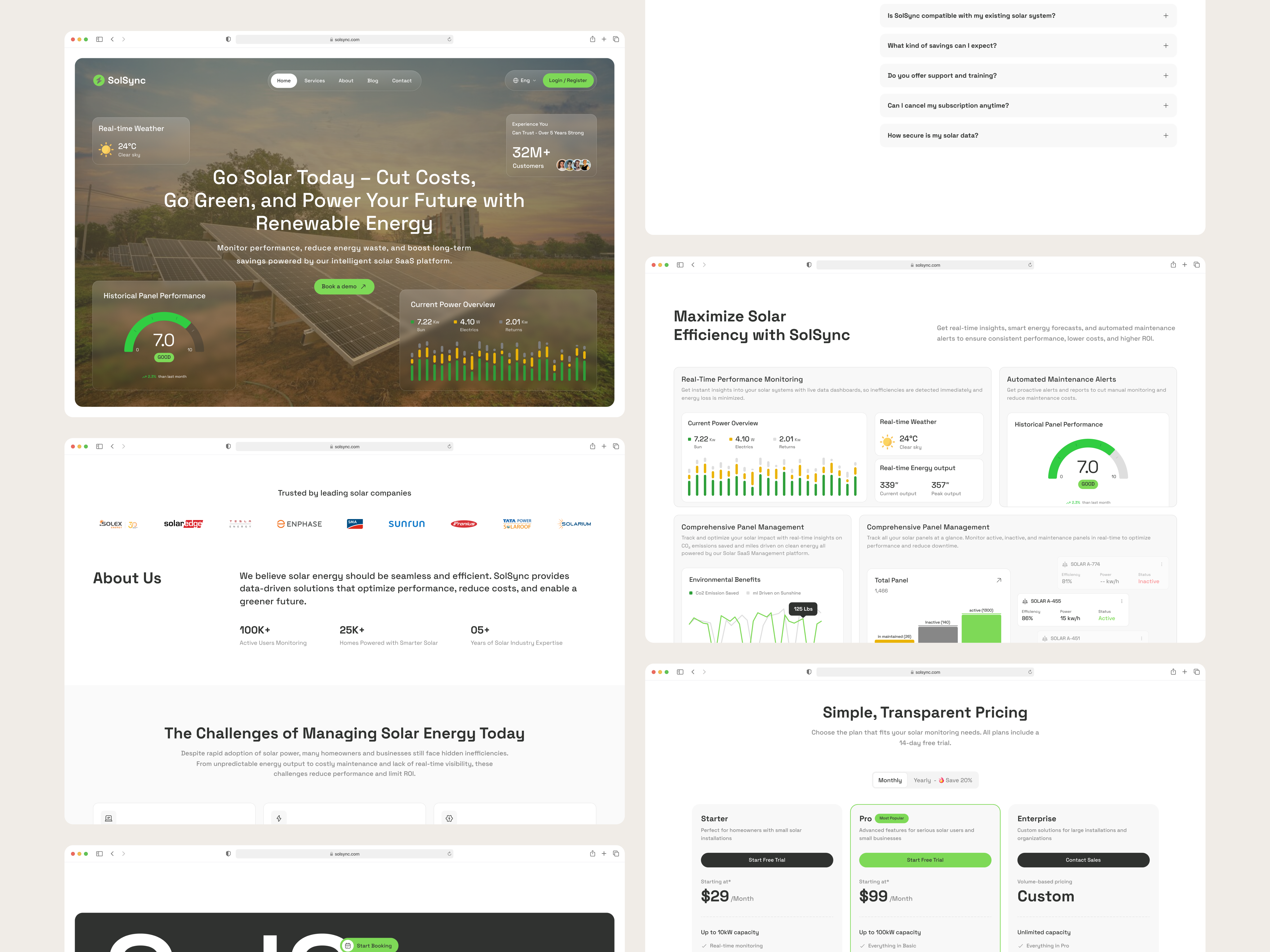SolSync – Smart Solar Energy Management SaaS Landing Page ai solar b2b b2c branding company dashboard landing page management saas product design saas saas ui solar energy solar landing page solar saas ui ux web app web design