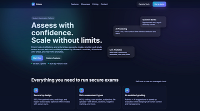 Enixm — Secure Examination Platform 3d animation code css exam fullstack graphic design html landing panicle react tailwind ui
