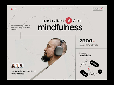 UI/UX Project for an AI-driven Mindfulness Platform ai figma health landing page ui user experience user interface ux website website design